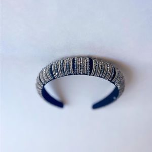 Black handmade padded headband with jewel embellishments